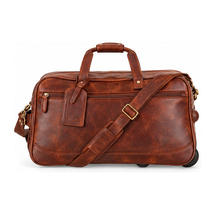 Atlas Sandal Leather Trolley Bag – Premium Travel Duffel with Wheels
