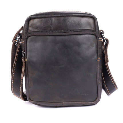 Greenwood Carter Leather Crossbody Bag Dark Brown