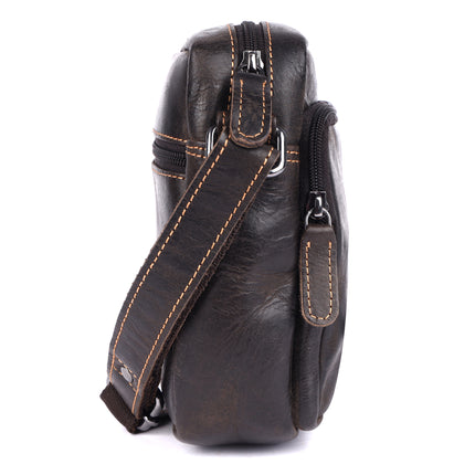 Greenwood Carter Leather Crossbody Bag Dark Brown