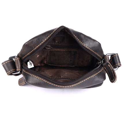Greenwood Carter Leather Crossbody Bag Dark Brown