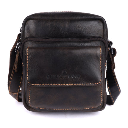 Greenwood Leather Ryder Crossbody Bag, Vintage Dark Brown