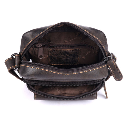 Greenwood Leather Ryder Crossbody Bag, Vintage Dark Brown