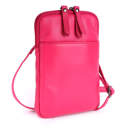 Greenwood Cleo Pink Leather Phone Crossbody Bag