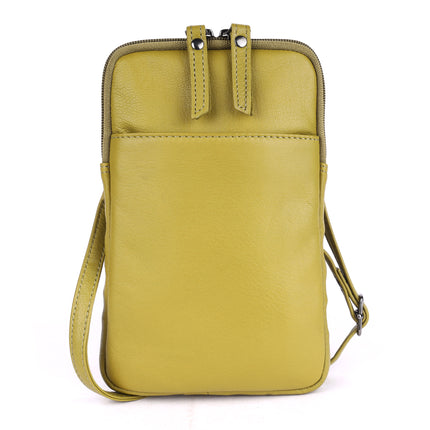 Greenwood Cleo Olive Green Leather Phone Crossbody Bag