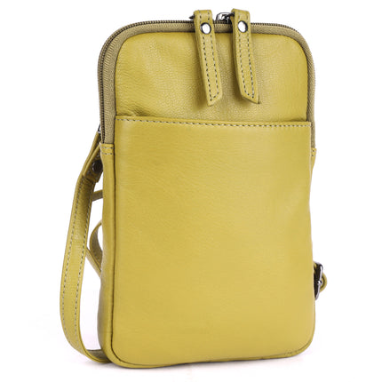 Greenwood Cleo Olive Green Leather Phone Crossbody Bag