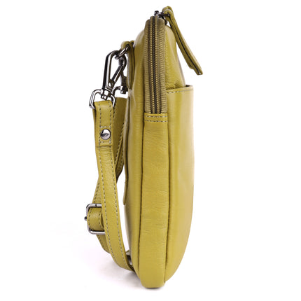 Greenwood Cleo Olive Green Leather Phone Crossbody Bag