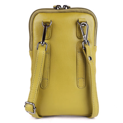 Greenwood Cleo Olive Green Leather Phone Crossbody Bag