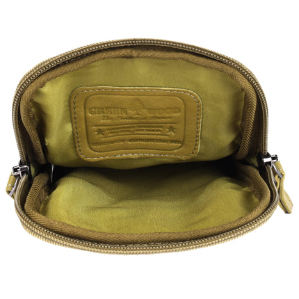 Greenwood Cleo Olive Green Leather Phone Crossbody Bag