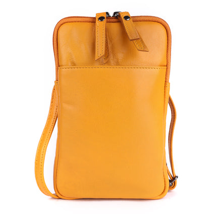 Greenwood Cleo Yellow Leather Phone Crossbody Bag