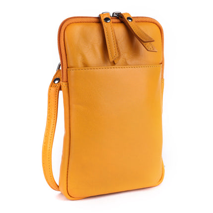 Greenwood Cleo Yellow Leather Phone Crossbody Bag