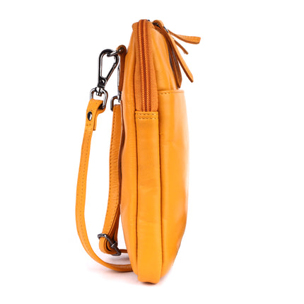 Greenwood Cleo Yellow Leather Phone Crossbody Bag