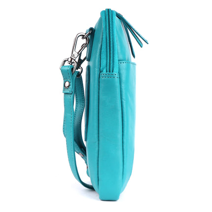 Greenwood Cleo Turquoise Leather Phone Crossbody Bag