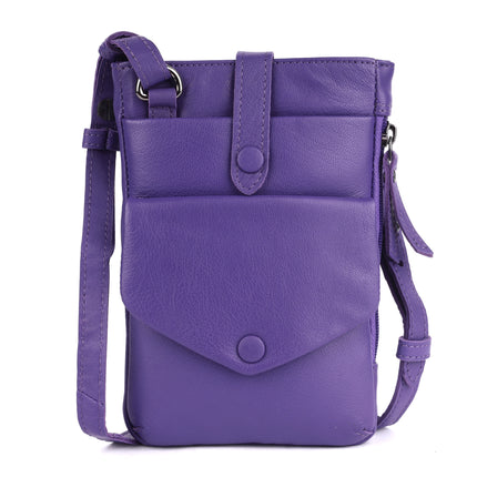Greenwood Saffron Leather Phone Crossbody Bag Purple
