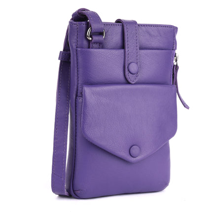 Greenwood Saffron Leather Phone Crossbody Bag Purple
