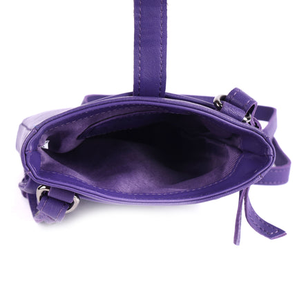 Greenwood Saffron Leather Phone Crossbody Bag Purple