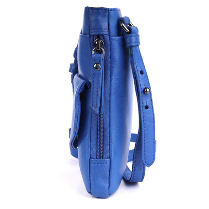 Greenwood Saffron Leather Phone Crossbody Bag Royal Blue