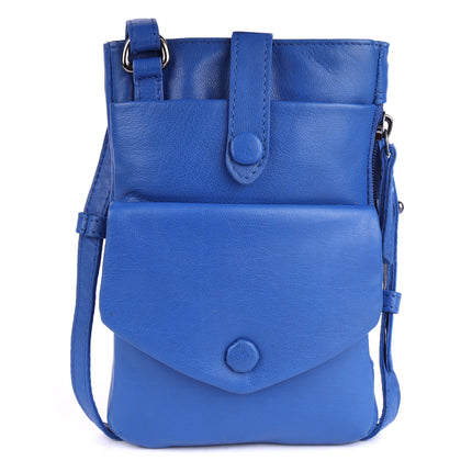 Greenwood Saffron Leather Phone Crossbody Bag Royal Blue