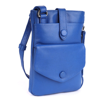 Greenwood Saffron Leather Phone Crossbody Bag Royal Blue