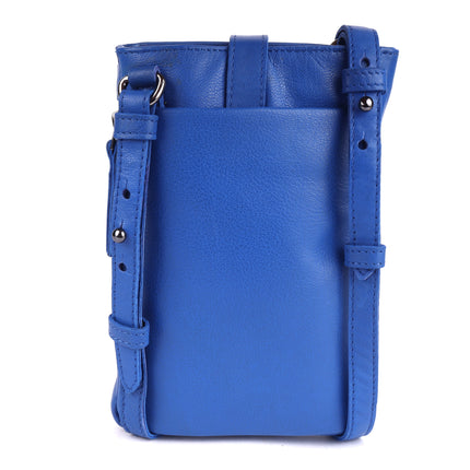 Greenwood Saffron Leather Phone Crossbody Bag Royal Blue