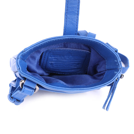 Greenwood Saffron Leather Phone Crossbody Bag Royal Blue
