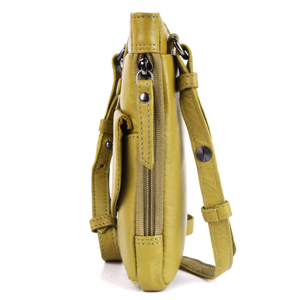 Greenwood Saffron Leather Phone Crossbody Bag Olive Green