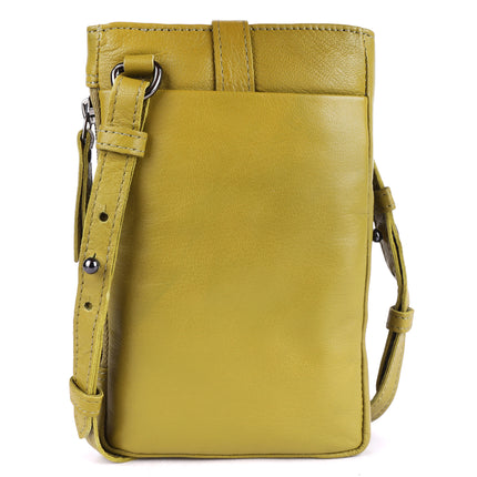 Greenwood Saffron Leather Phone Crossbody Bag Olive Green
