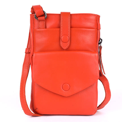 Greenwood Saffron Leather Phone Crossbody Bag Orange