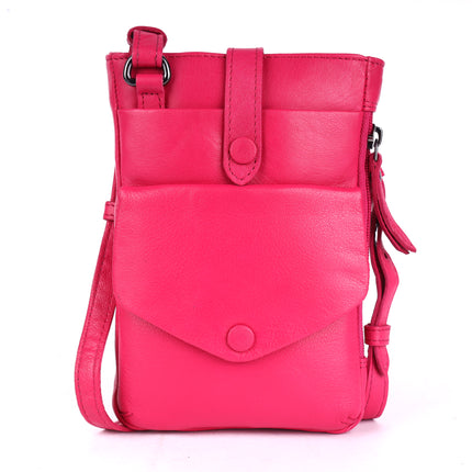 Greenwood Saffron Leather Phone Crossbody Bag Pink