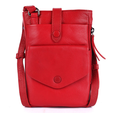 Greenwood Saffron Leather Phone Crossbody Bag Red