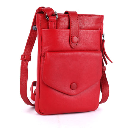 Greenwood Saffron Leather Phone Crossbody Bag Red