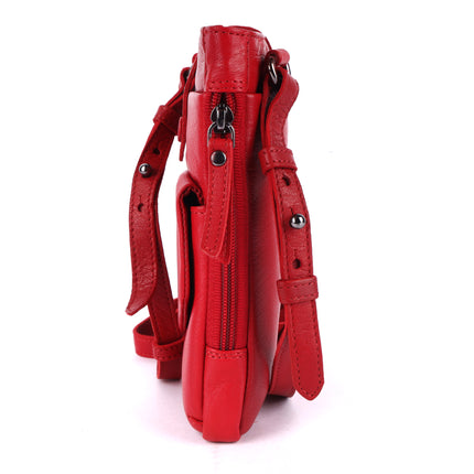 Greenwood Saffron Leather Phone Crossbody Bag Red