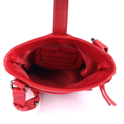 Greenwood Saffron Leather Phone Crossbody Bag Red