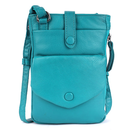 Greenwood Saffron Leather Phone Crossbody Bag Turquoise