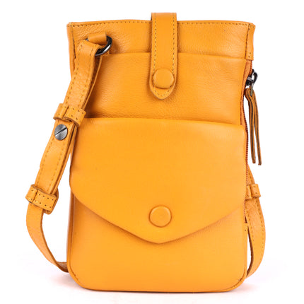 Greenwood Saffron Leather Phone Crossbody Bag Yellow