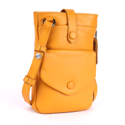 Greenwood Saffron Leather Phone Crossbody Bag Yellow
