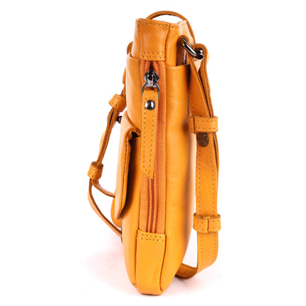 Greenwood Saffron Leather Phone Crossbody Bag Yellow