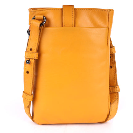 Greenwood Saffron Leather Phone Crossbody Bag Yellow
