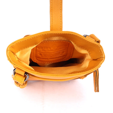 Greenwood Saffron Leather Phone Crossbody Bag Yellow