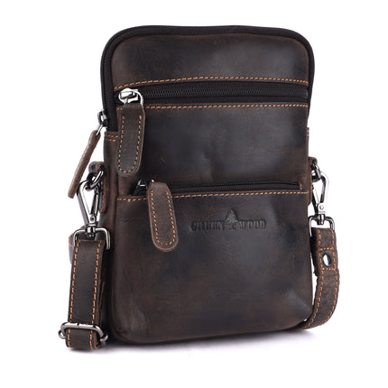 Greenwood Leather Weston Crossbody Bag, Vintage Dark Brown