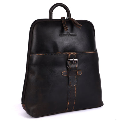 Greenwood Hartley Leather Backpack Dark Brown