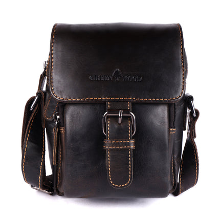 Greenwood Archer Leather Crossbody Bag Dark Brown
