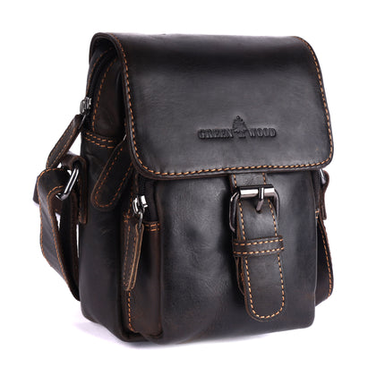 Greenwood Archer Leather Crossbody Bag Dark Brown