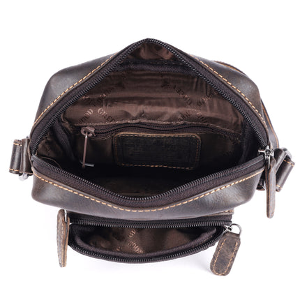 Greenwood Archer Leather Crossbody Bag Dark Brown