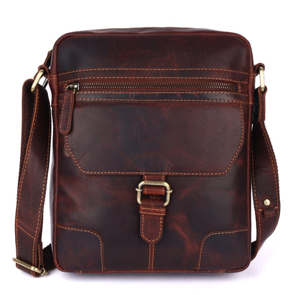 Hendrix Vintage Leather Crossbody Bag – Men's Genuine Leather Messenger Sling Bag (Brown)