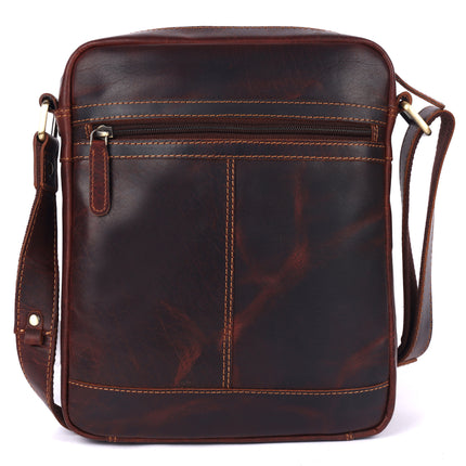 Hendrix Vintage Leather Crossbody Bag – Men's Genuine Leather Messenger Sling Bag (Brown)