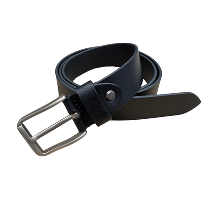 Leather Belt Black with Sliver Buckle 35mm - Pack of 6 GWCB02BLK
