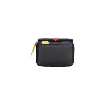 Heart Leather Wallet for Women, Handmade Compact Zip Wallet