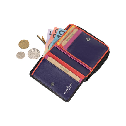 Heart Leather Wallet for Women, Handmade Compact Zip Wallet