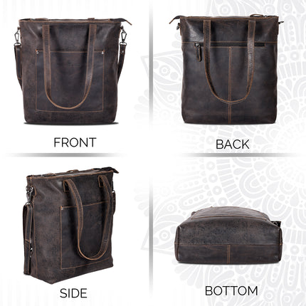 Classic Leather Tote Bag Bunbury Brown GW2025BRN
