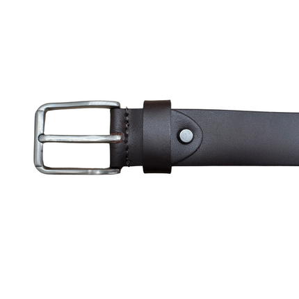 Leather Belt Brown with Sliver Buckle 35mm - GWCB02BRN